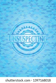 Unsuspecting sky blue emblem with mosaic ecological style background