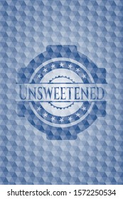 Unsweetened blue emblem with geometric pattern background. Vector Illustration. Detailed.