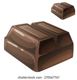 Unsweetened chocolate. Detailed Vector Icon isolated on white background. Series of food and drink and ingredients for cooking.