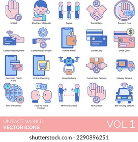 Untact World Icons Including icon, web, network, online, world, illustration, business, media, digital, contactless, platform, vector, solution, technology, internet, commerce, education