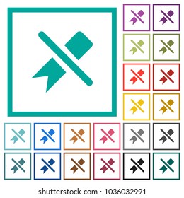 Untag flat color icons with quadrant frames on white background