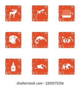 Untamed icons set. Grunge set of 9 untamed vector icons for web isolated on white background