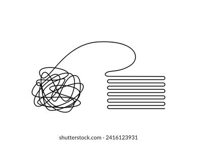 Untangle a ball of thread. Unravel the mess. The concept of psychotherapy and psychology. Problem solving. Putting things in order, structuring, straightening.