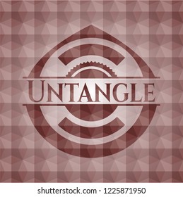 Untangle red seamless badge with geometric background.