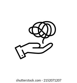 Untangling a messy knot. Metaphor of psychology. Pixel perfect, editable stroke line art icon