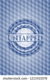 Untapped blue badge with geometric background.
