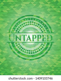 Untapped green emblem with triangle mosaic background. Vector Illustration. Detailed.