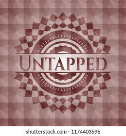 Untapped red seamless emblem or badge with geometric pattern background.