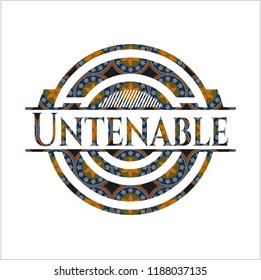 Untenable arabic badge background. Arabesque decoration.