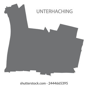 Unterhaching German city map grey illustration silhouette shape