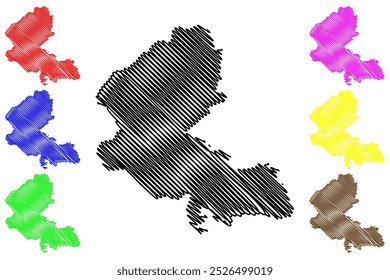 Unterklettgau District (Switzerland, Swiss Confederation, Canton of Schaffhausen or Schaffhouse) map vector illustration, scribble sketch Bezirk Unterklettgau map