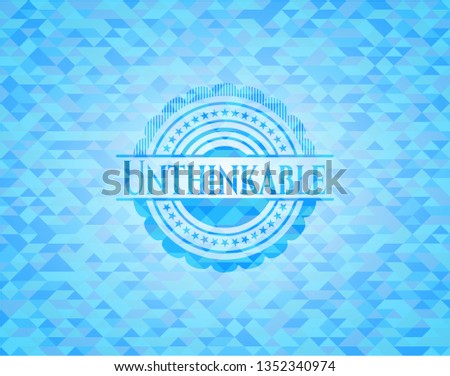 Unthinkable light blue emblem with triangle mosaic background