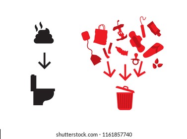 Unti clogging warning with stuff not to throw into toilet.