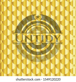 Untidy gold badge. Scales pattern. Vector Illustration. Detailed.