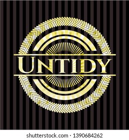 Untidy gold emblem. Vector Illustration. Detailed.