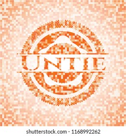 Untie abstract emblem, orange mosaic background