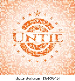 Untie abstract orange mosaic emblem