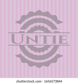 Untie badge with pink background. Vector Illustration. Detailed.