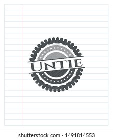 Untie emblem with pencil effect. Vector Illustration. Detailed.