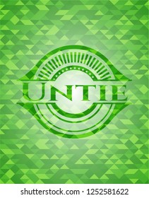 Untie green emblem with mosaic ecological style background