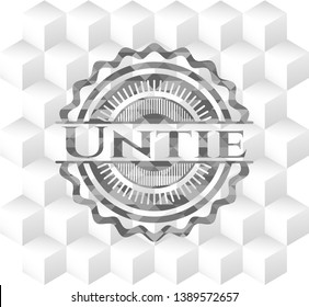 Untie grey emblem with geometric cube white background