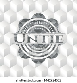 Untie grey emblem with geometric cube white background