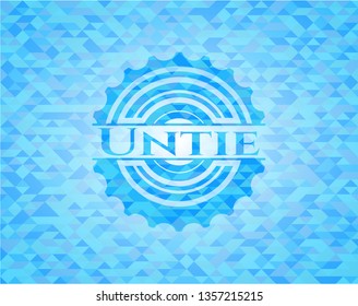 Untie light blue emblem. Mosaic background