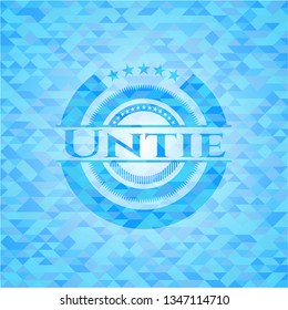 Untie realistic light blue mosaic emblem