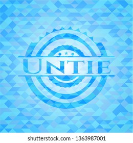 Untie realistic sky blue mosaic emblem