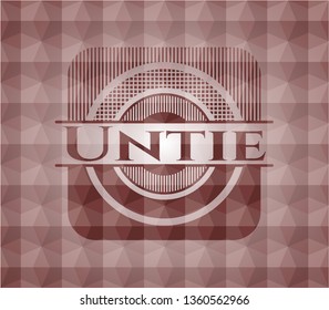 Untie red emblem or badge with abstract geometric polygonal pattern background. Seamless.