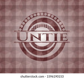 Untie red emblem or badge with geometric pattern background. Seamless.