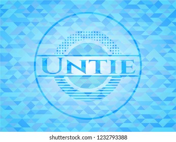 Untie sky blue emblem with mosaic ecological style background