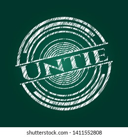 Untie written on a blackboard. Vector Illustration. Detailed.