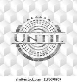 Until grey emblem with geometric cube white background
