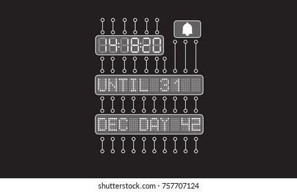 until the new year there are days. Countdown clock face.