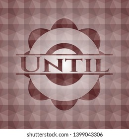 Until red seamless emblem or badge with abstract geometric polygonal pattern background.
