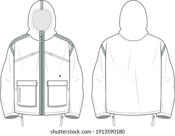 Untility Jacket technical drawings for fashion needs

