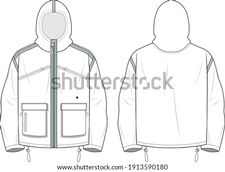 Untility Jacket technical drawings for fashion needs

