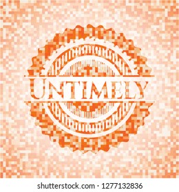Untimely abstract orange mosaic emblem with background