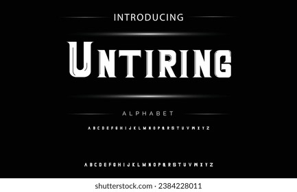 Untiring Vintage decorative font  with label design and background pattern