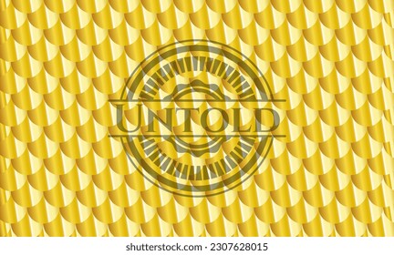 Untold golden badge. Scales pattern. Vector Illustration. Detailed. 