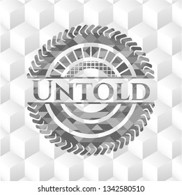 Untold grey badge with geometric cube white background
