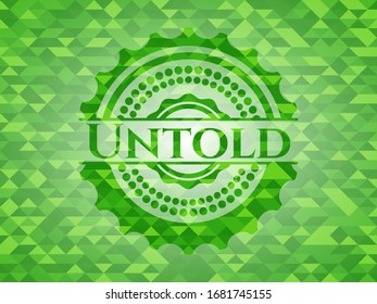 Untold realistic green mosaic emblem. Vector Illustration. Detailed.