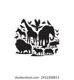 Untold stories in the shadows: A mesmerizing display of animals silhouette, celebrating wildlife - wildlife Silhouette - animals vector
