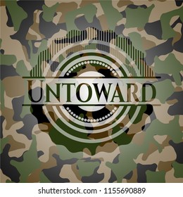 Untoward written on a camouflage texture