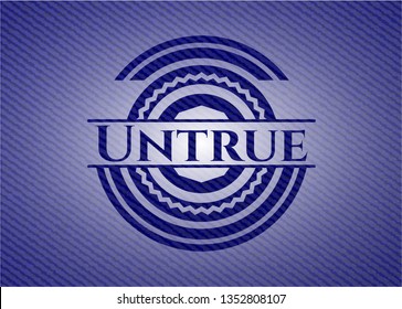 Untrue jean or denim emblem or badge background