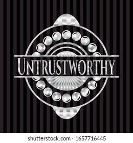 Untrustworthy silver emblem. Vector Illustration. Mosaic.