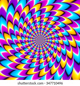 Untwisting of colorful spirals (spin illusion)