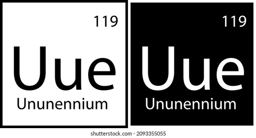 Ununennium icon. Mendeleev table element. Chemical sign. White and black squares. Vector illustration. Stock image. 