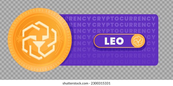 Unus Sed Leo (LEO) crypto currency virtual money token vector illustration. Can be used as virtual money icon, logo, emblem, sticker and badge designs.